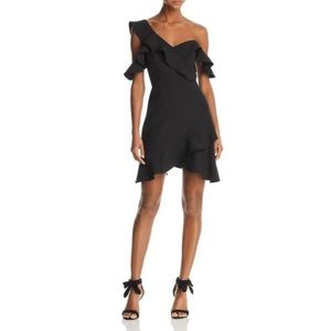 bcbg malik asymmetrical ruffle dress